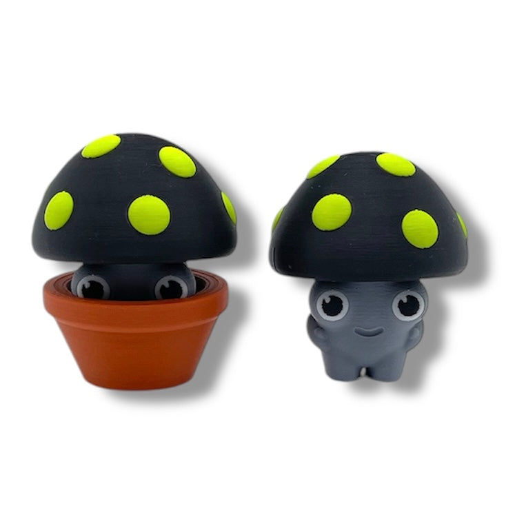 Charming Fungi's Mushrooms in Unique Pots - 3d Printed Enchanting Figurine Decor