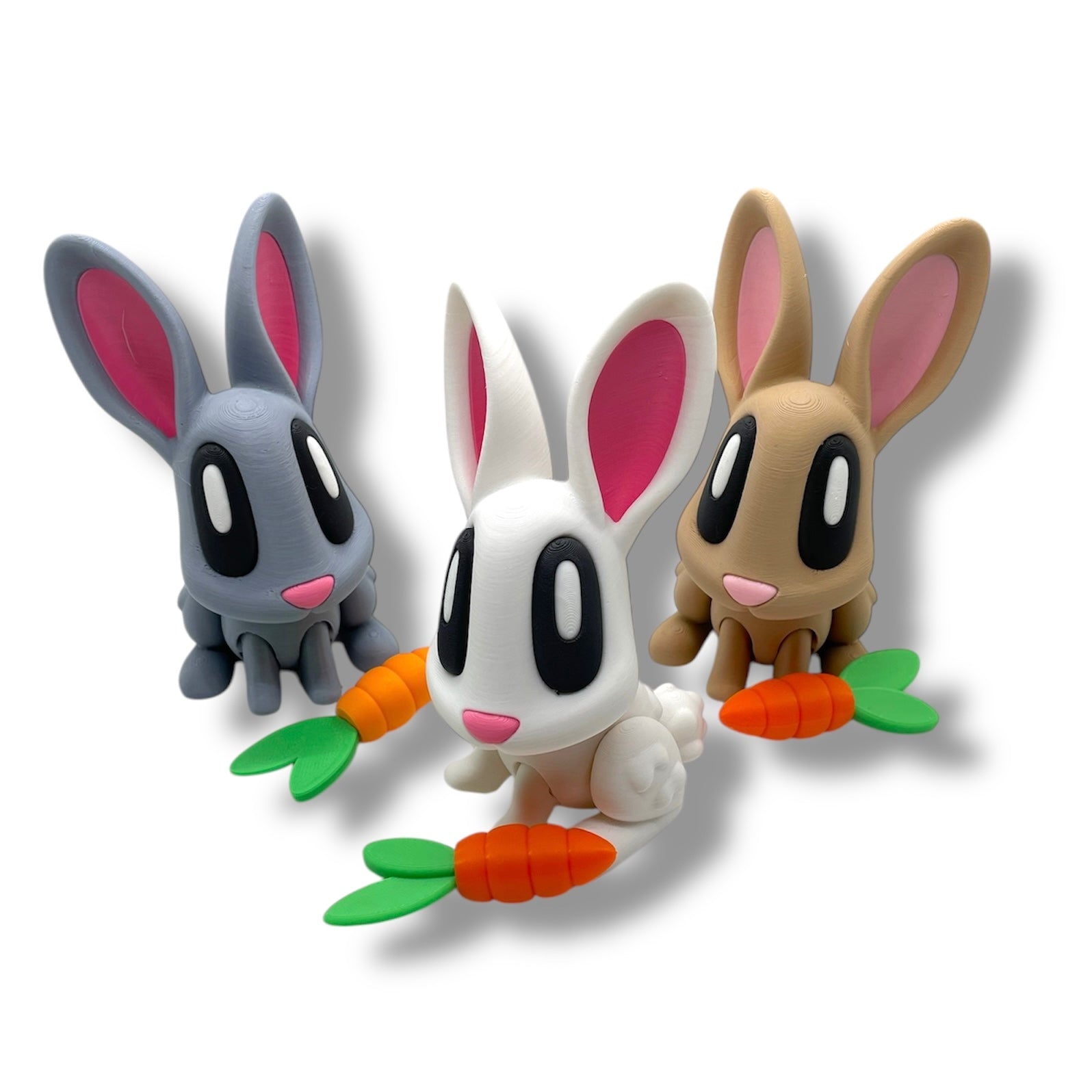 Cute 5" Blob Bunny with Carrot - 3d Printed Articulated Rabbit Fun Decor