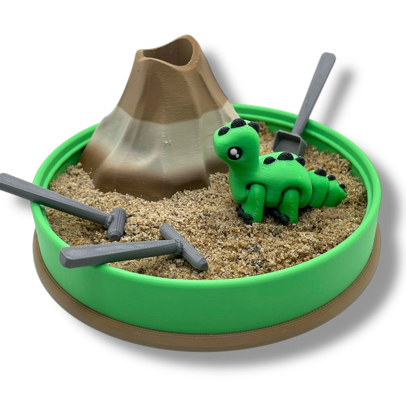 Relaxing Mountain Zen Sand Garden with Dinosaur Pocket Pal and Tools - 3d Printed Relaxation Decor