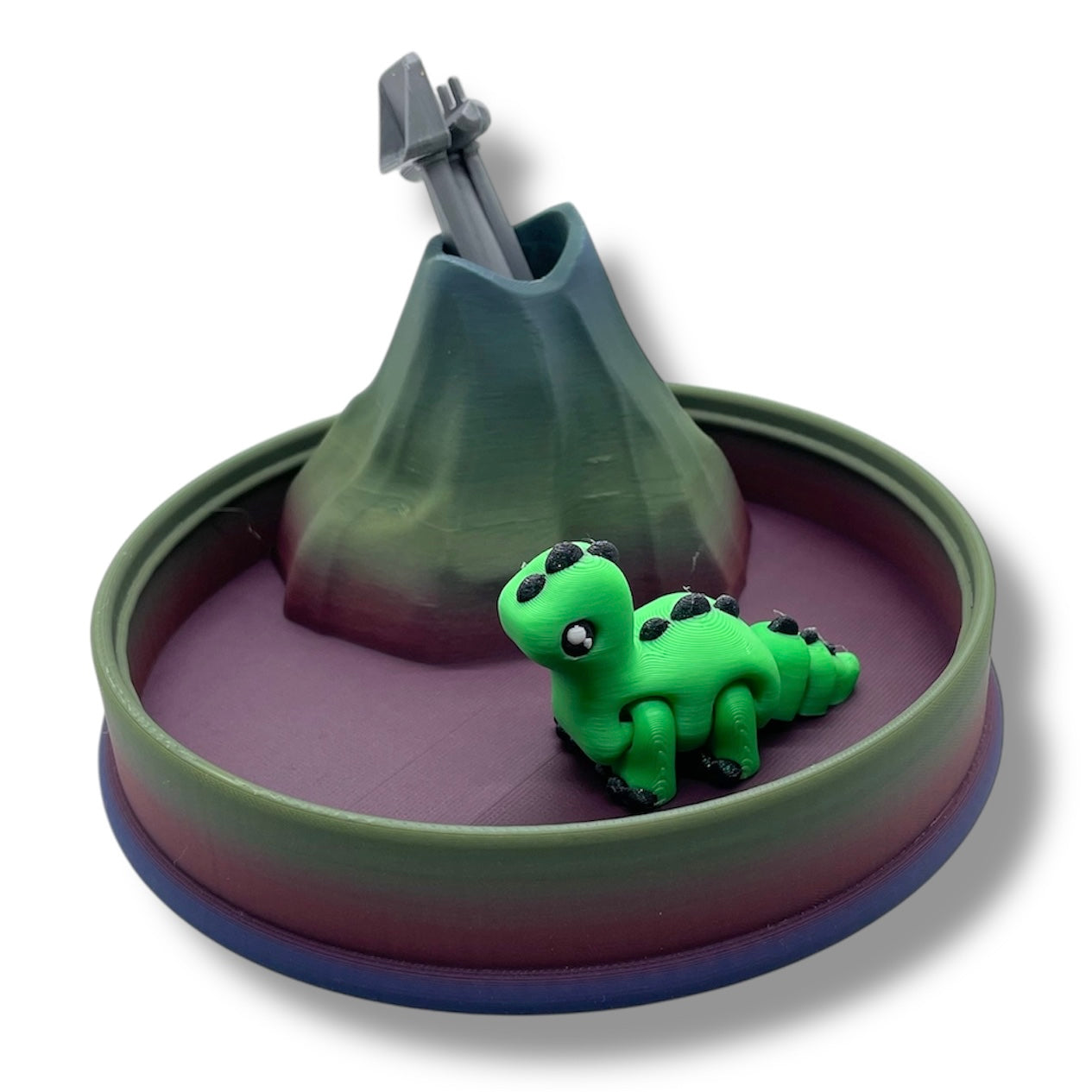 Relaxing Mountain Zen Sand Garden with Dinosaur Pocket Pal and Tools - 3d Printed Relaxation Decor