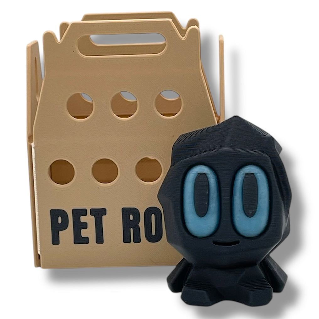 Adorable Pet Rock with Carrier - 3d Printed Figurine Decor