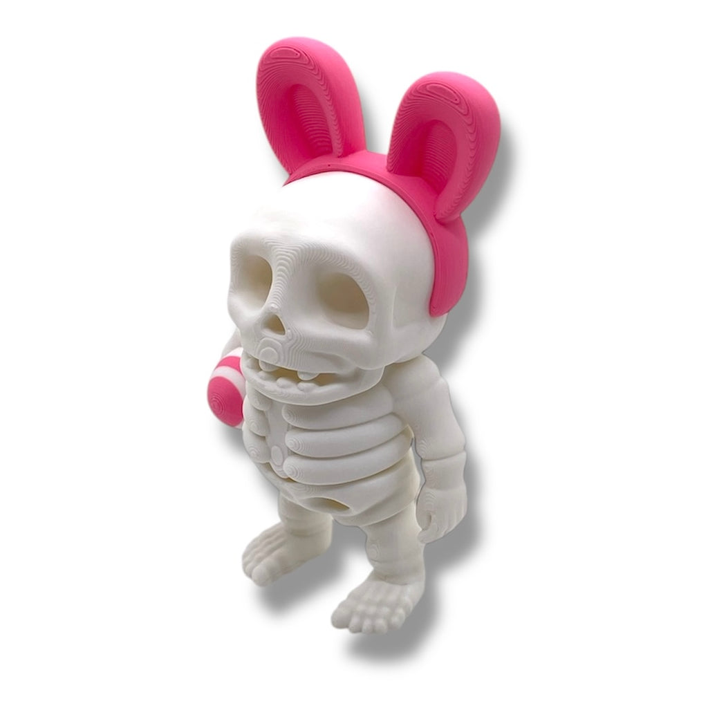 5" Bunny Ear Skeleton Holding an Easter Egg - Articulated High-Quality 3D Printed Animal Figurine