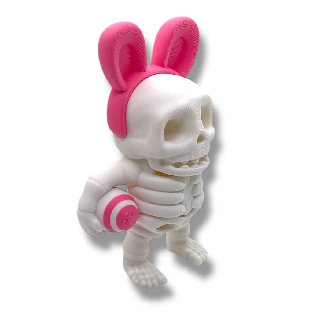 5" Bunny Ear Skeleton Holding an Easter Egg - Articulated High-Quality 3D Printed Animal Figurine