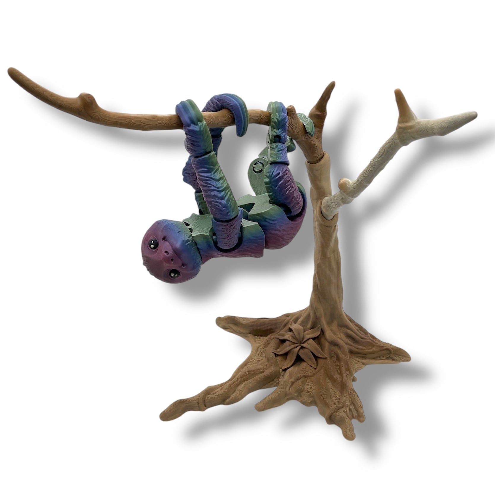 Gorgeous Lifelike 7" Sloth with 8" Tree Display - 3d Printed Articulated Figurine Decor