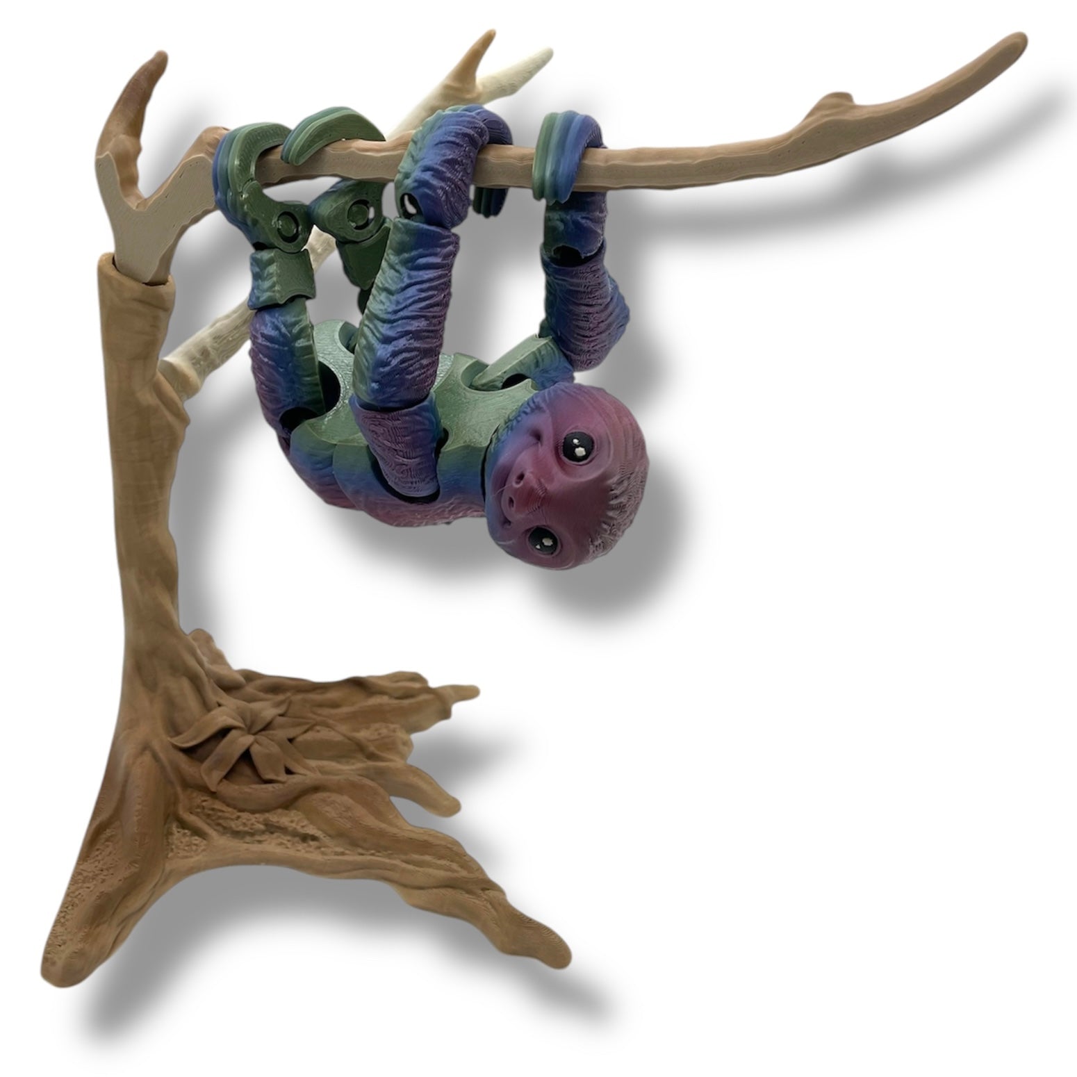 Gorgeous Lifelike 7" Sloth with 8" Tree Display - 3d Printed Articulated Figurine Decor