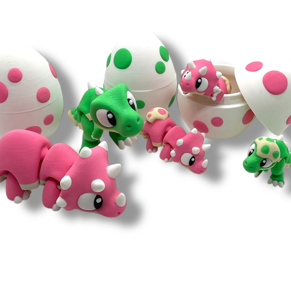 The Cutest Baby and Momma Dinosaur Series - 3d Printed Articulated Figurine Decor Gift
