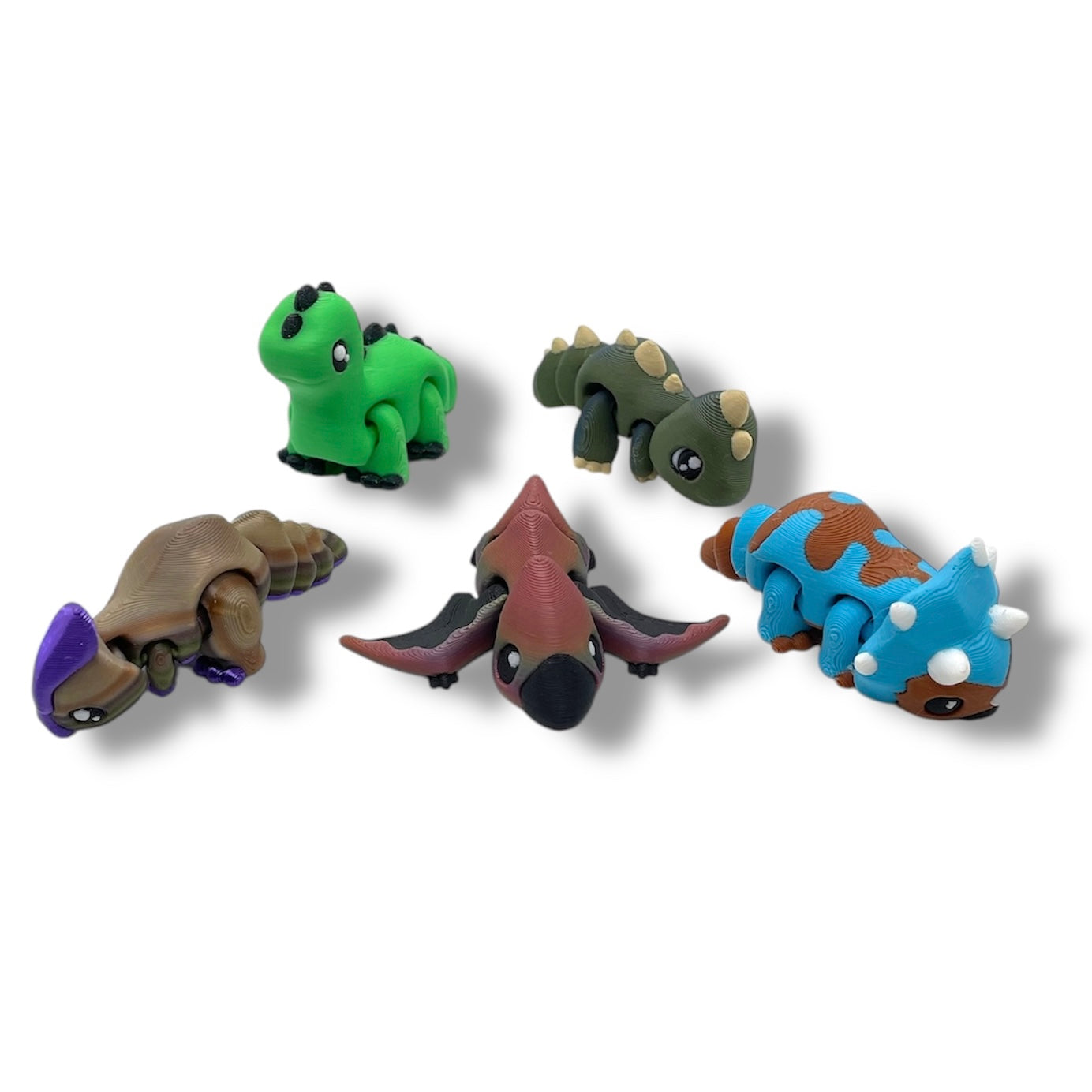 Cute Dinosaur 5 Pack - Articulated 3d Printed Decor - Available with or without Egg Container