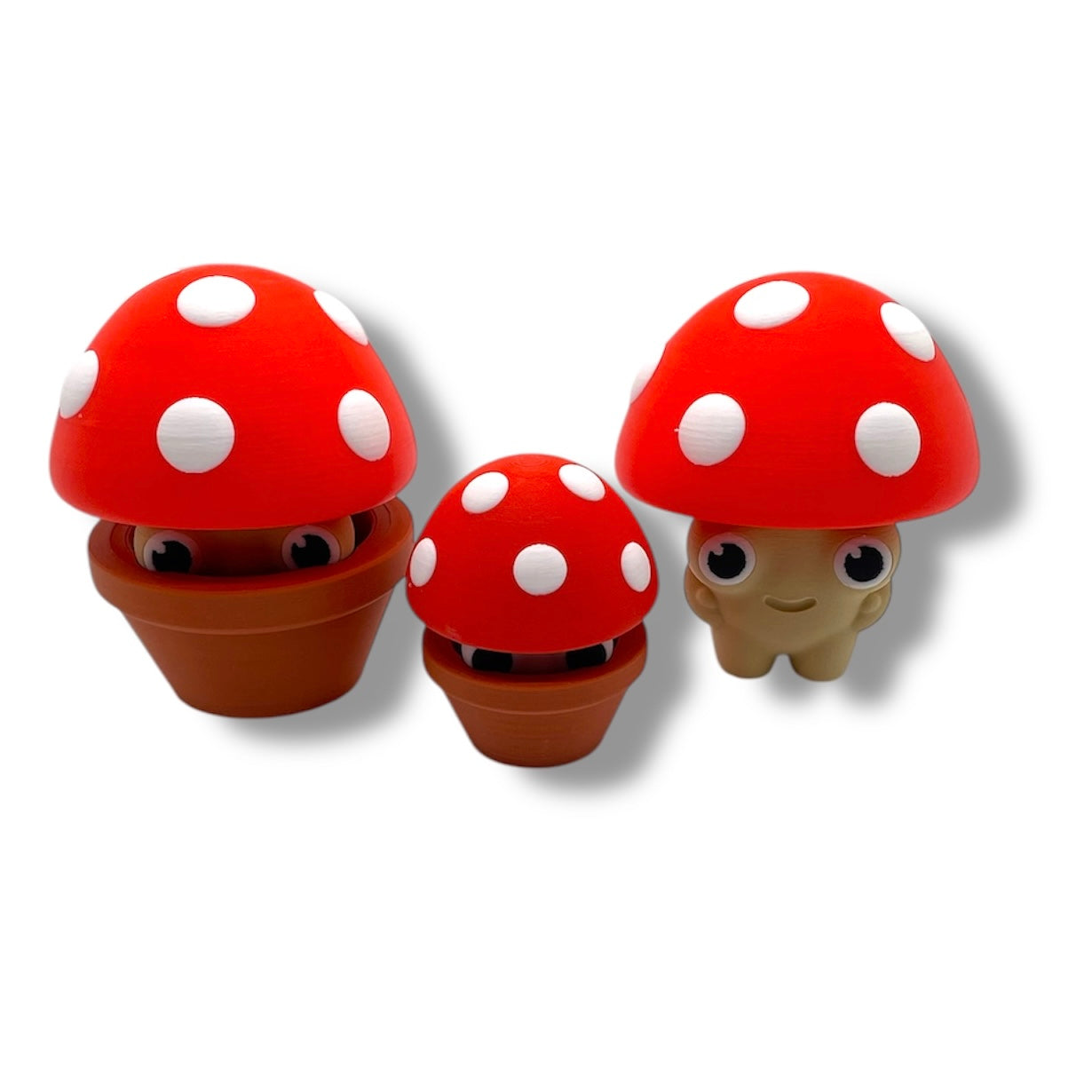 Charming Fungi's Mushrooms in Unique Pots - 3d Printed Enchanting Figurine Decor