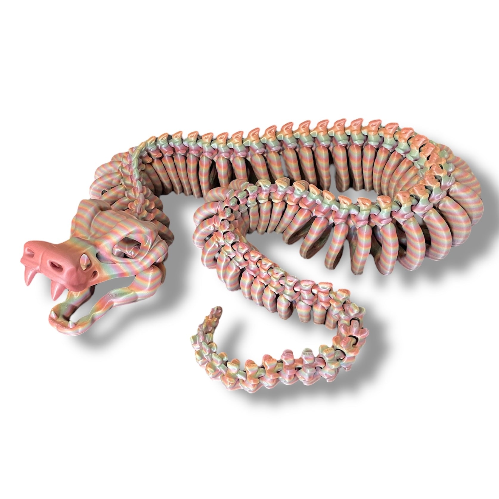 Gigantic 5' Snake Skeleton Sneaky Snek - 3d Printed Fully Articulated Decor