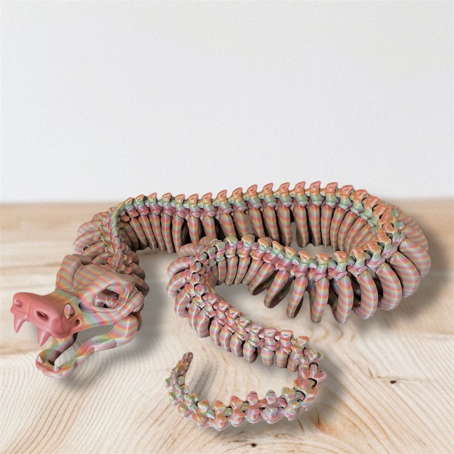 Gigantic 5' Snake Skeleton Sneaky Snek - 3d Printed Fully Articulated Decor