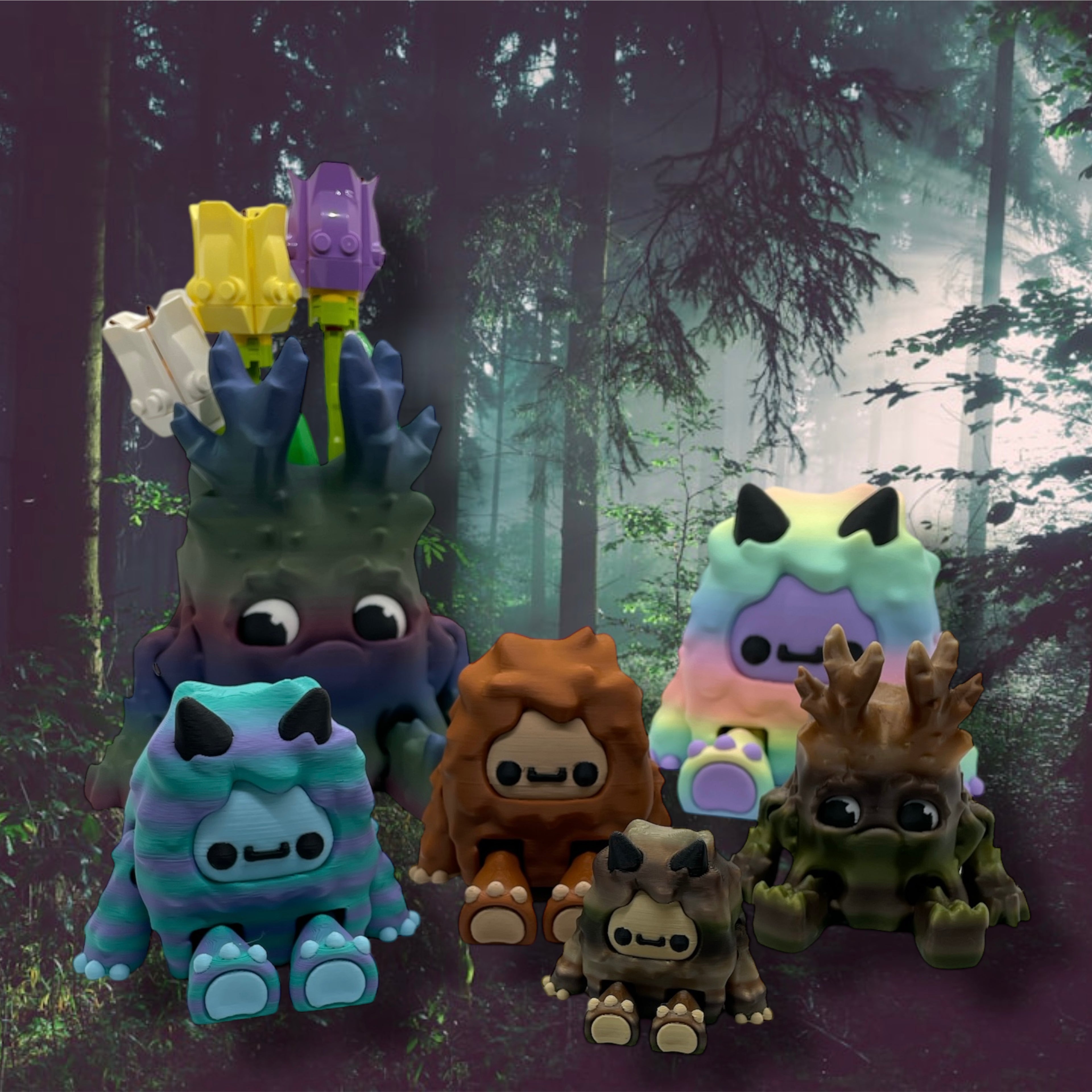 Mythological Yeti & Friends Collection - Warden & Bigfoot 3d Printed Articulated Figurine Decor