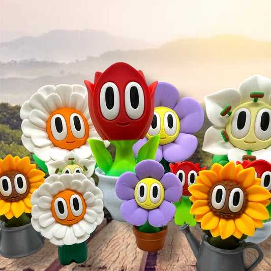 Charming Blob Flowers in Unique Pots - 3d Printed Plant Figurine Decor