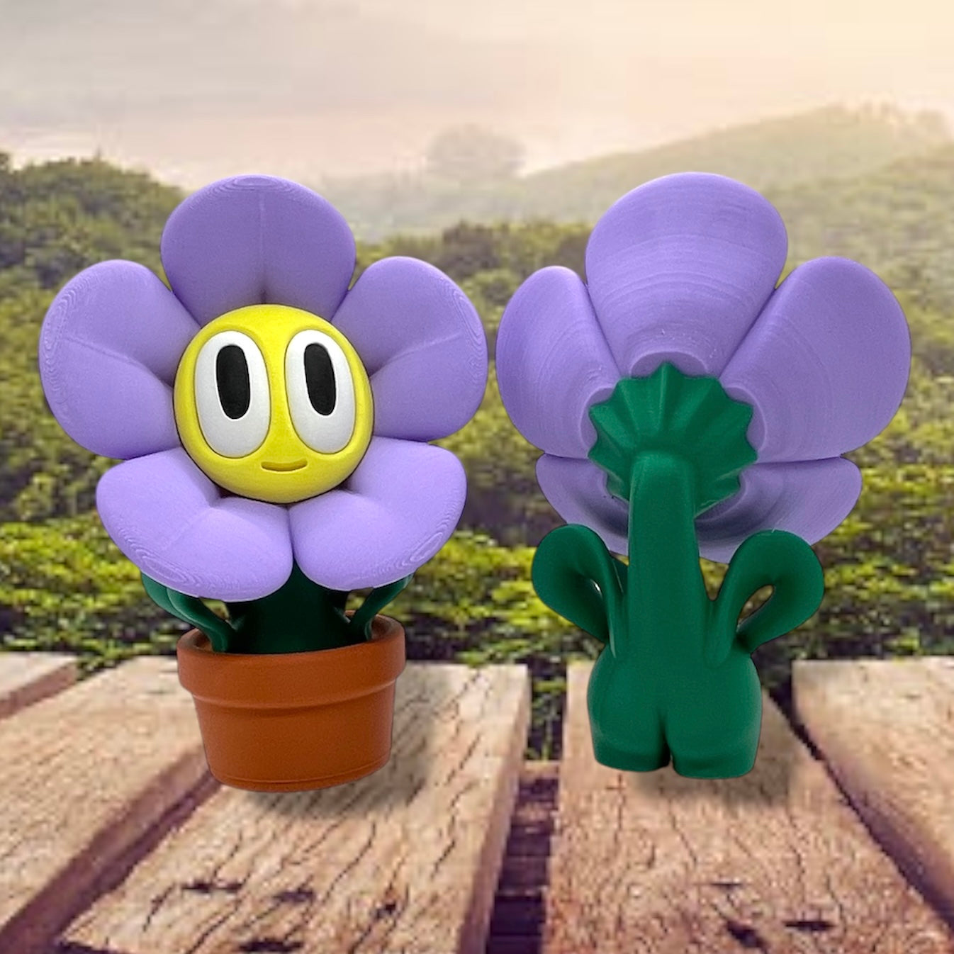 Charming Blob Flowers in Unique Pots - 3d Printed Plant Figurine Decor