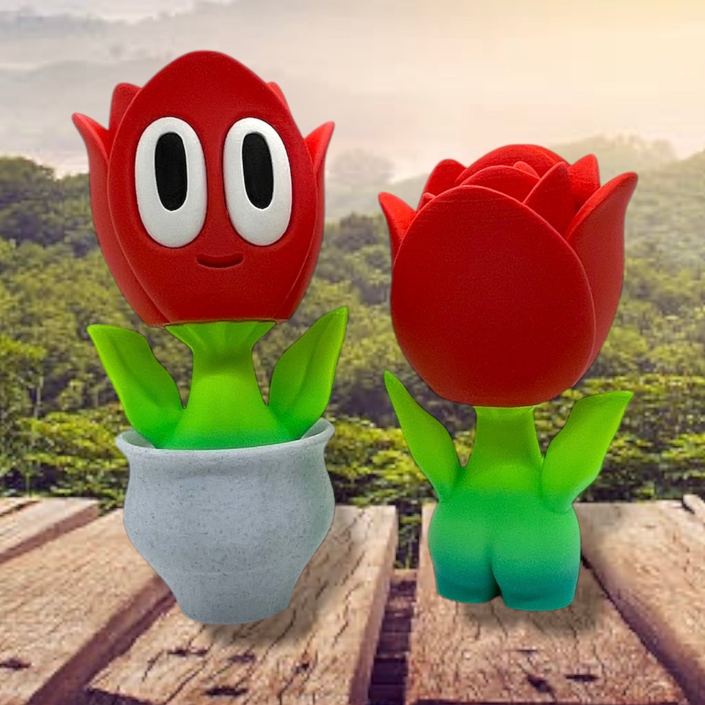 Charming Blob Flowers in Unique Pots - 3d Printed Plant Figurine Decor