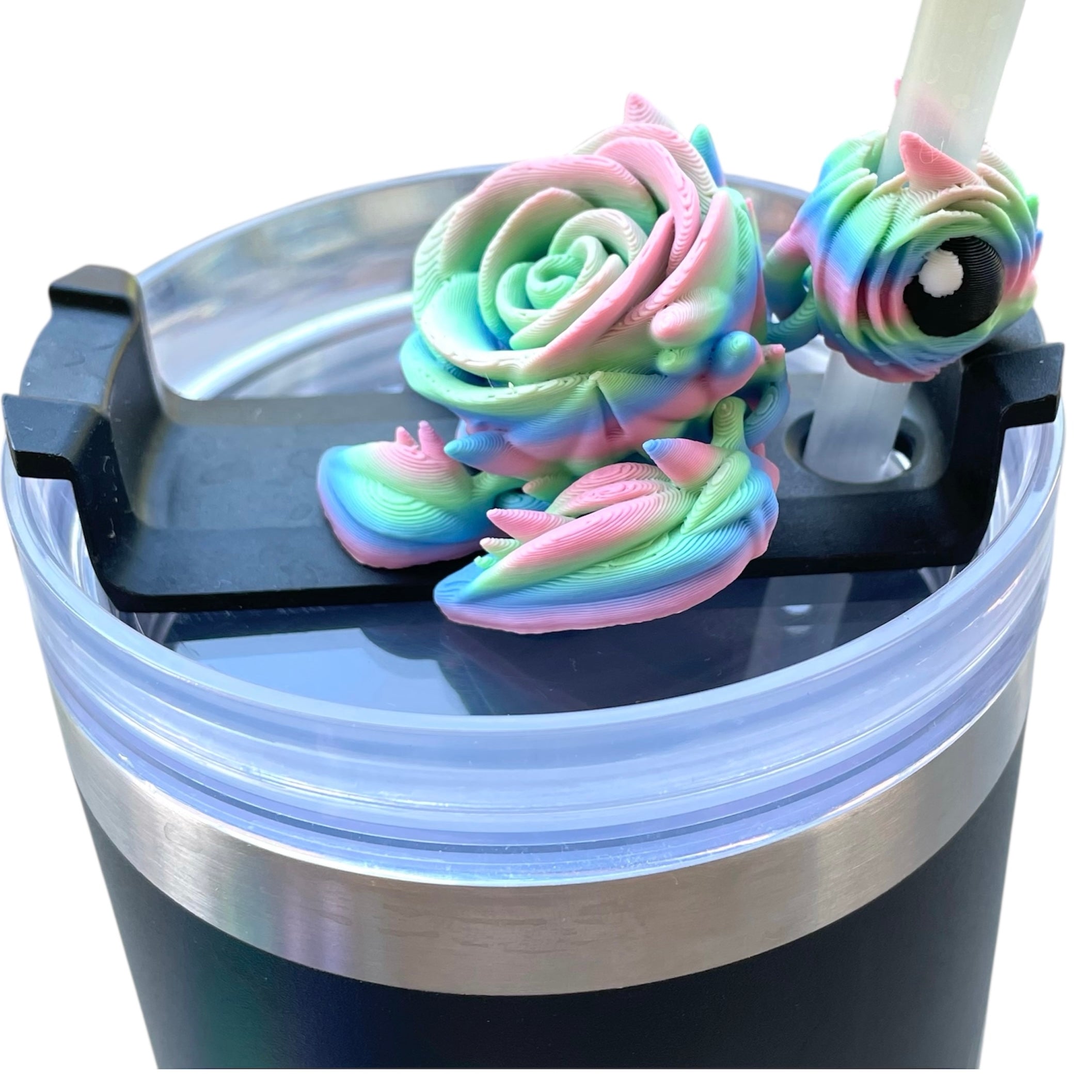 Insulated Cup Tumbler Toppers - 3d Printed Articulated Tumber Bling Straw Decor