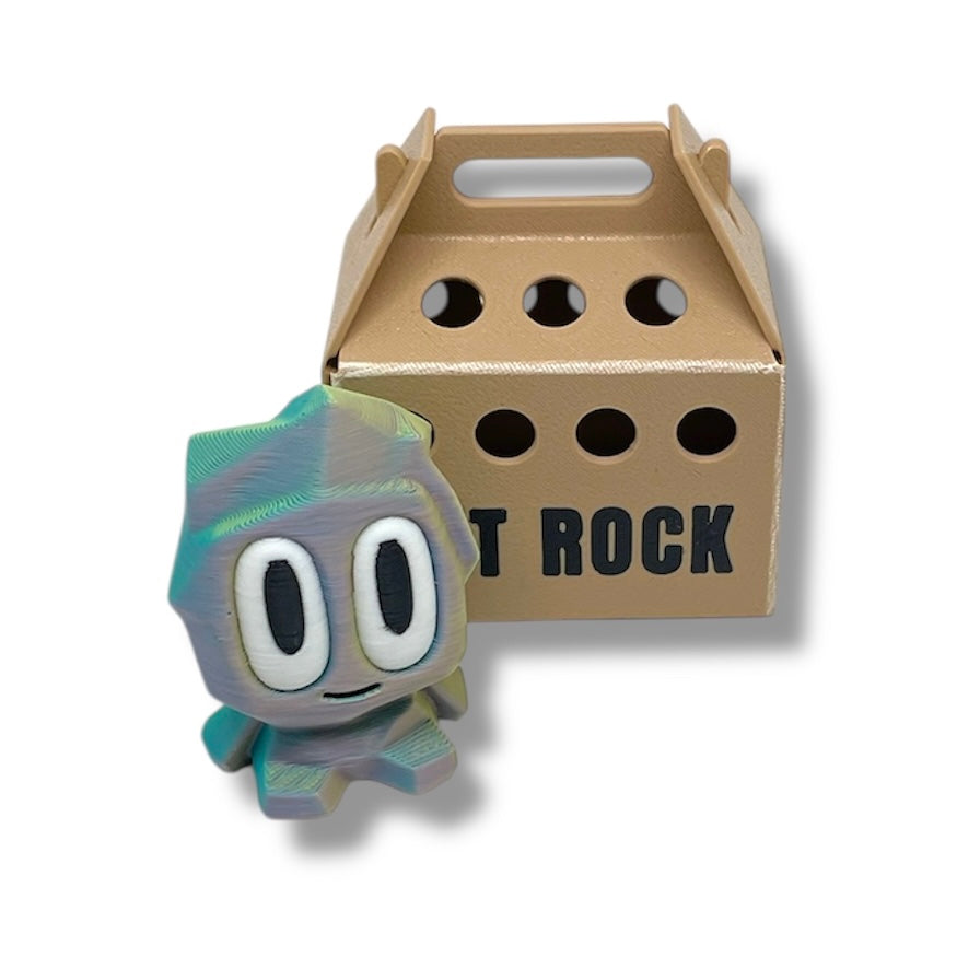 Adorable Pet Rock with Carrier - 3d Printed Figurine Decor