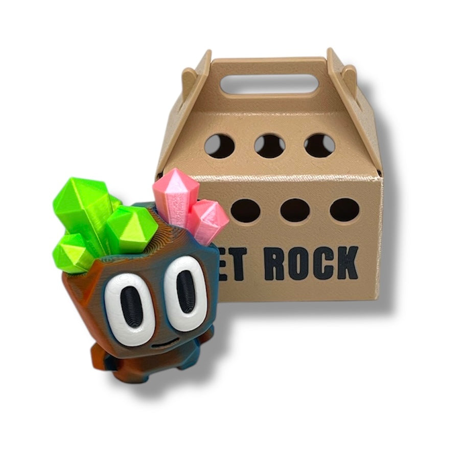 Adorable Pet Rock with Carrier - 3d Printed Figurine Decor