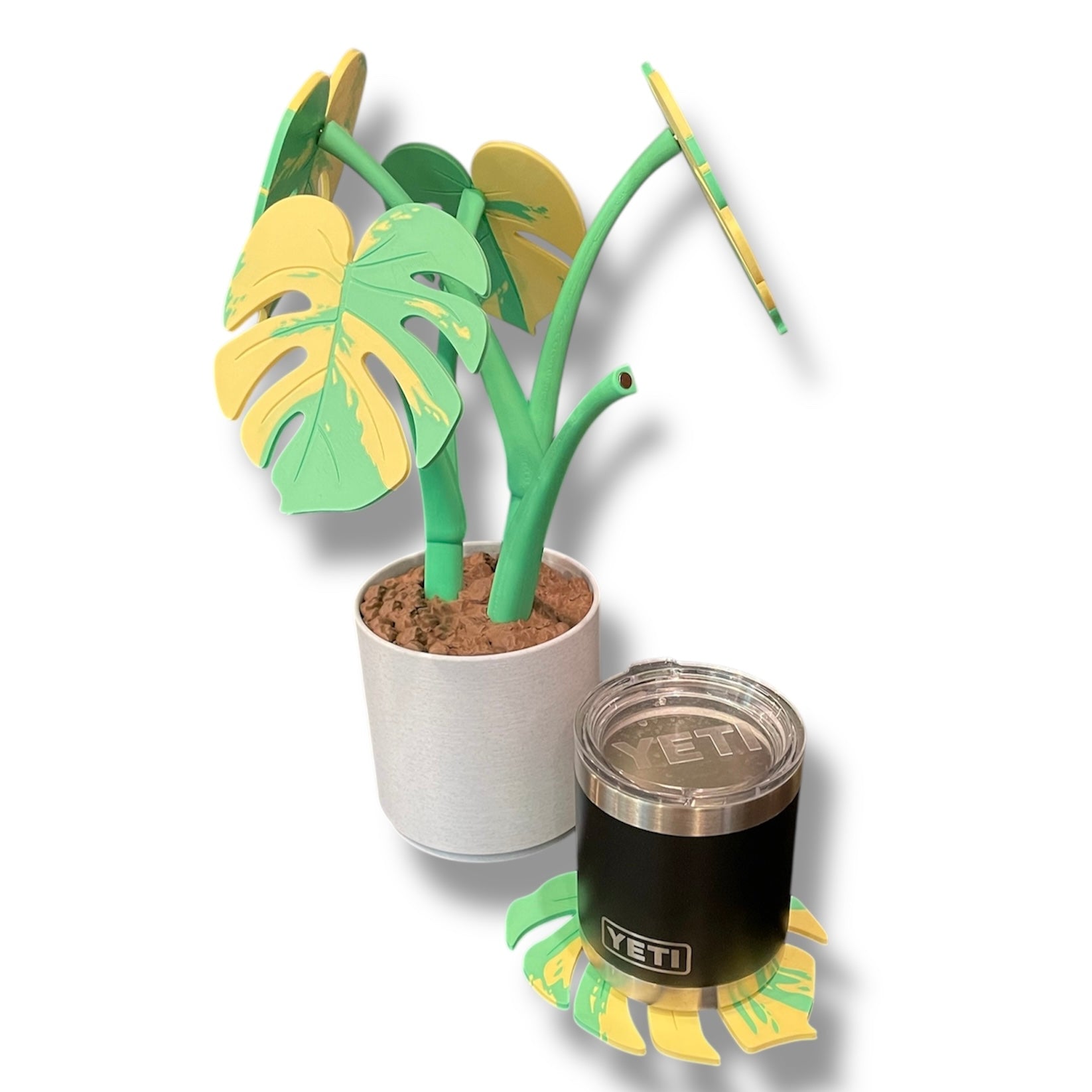 Beautiful Magnetic 13.5" Monstera Coaster Plant - 3d Printed Plant Figurine Decor