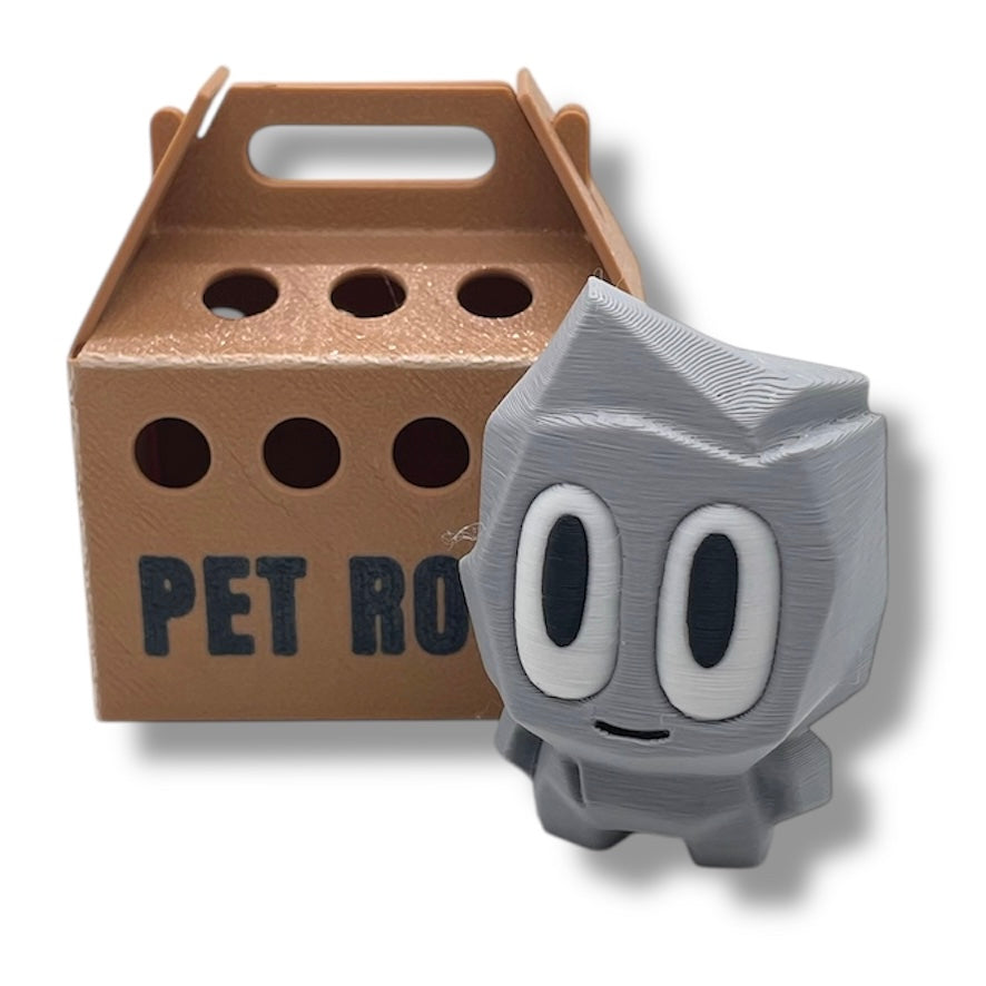 Adorable Pet Rock with Carrier - 3d Printed Figurine Decor