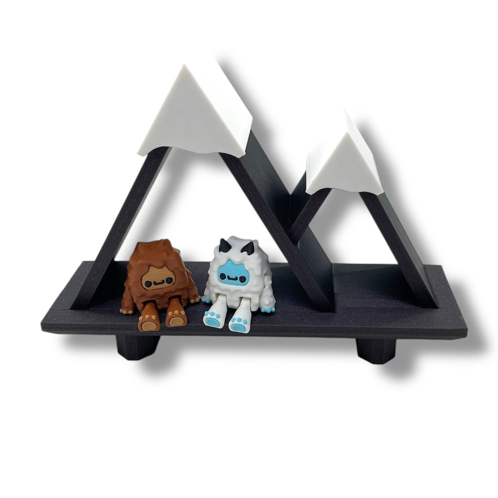 Neat Yeti Mountain Shelf w/ Yeti & Bigfoot - New Wall Mountable Pocket Pal Display - 3D Printed Decor