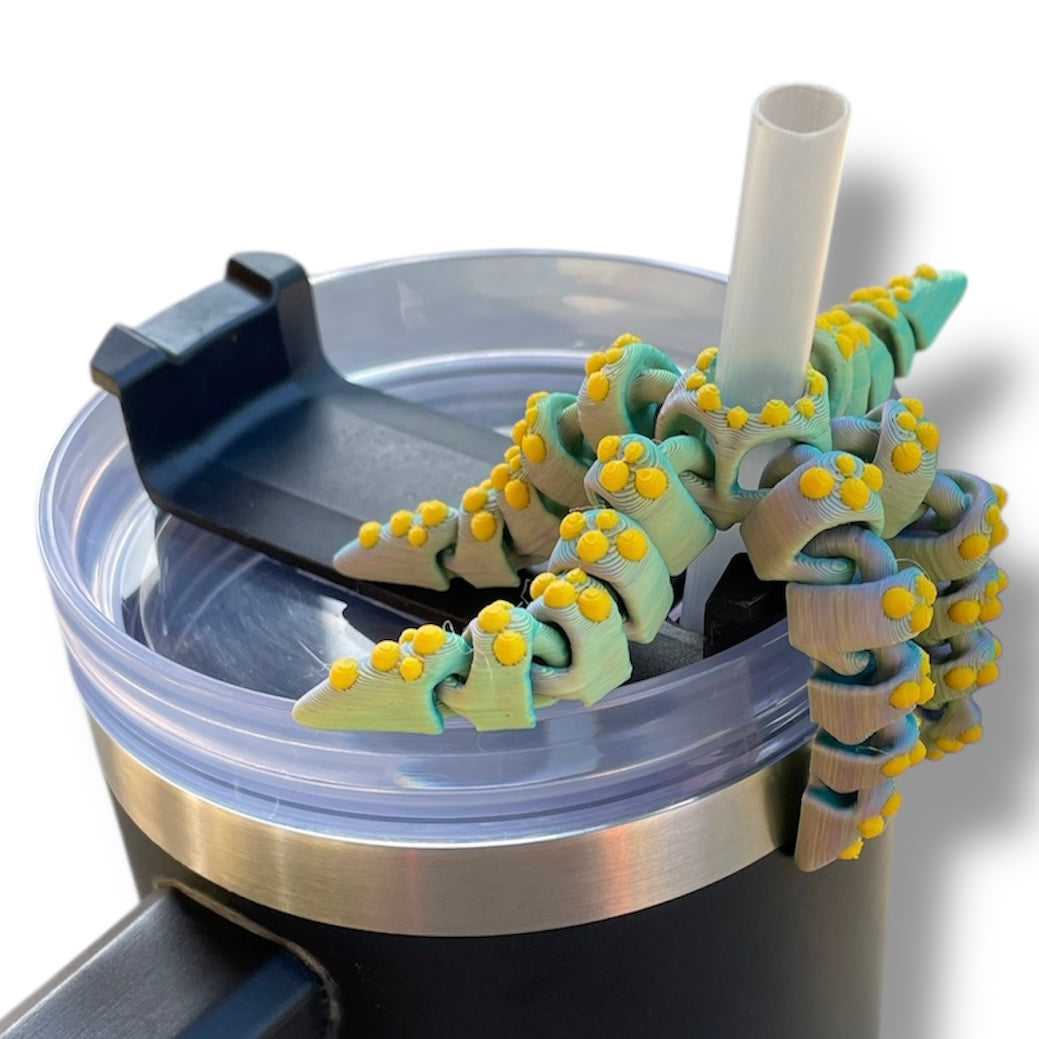 Insulated Cup Tumbler Toppers - 3d Printed Articulated Tumber Bling Straw Decor
