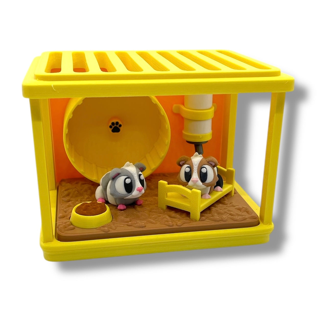 3dGob's Adorable Mini Guinea Pig Cage w/ 2 Pocket Pals - 3D Printed Decor