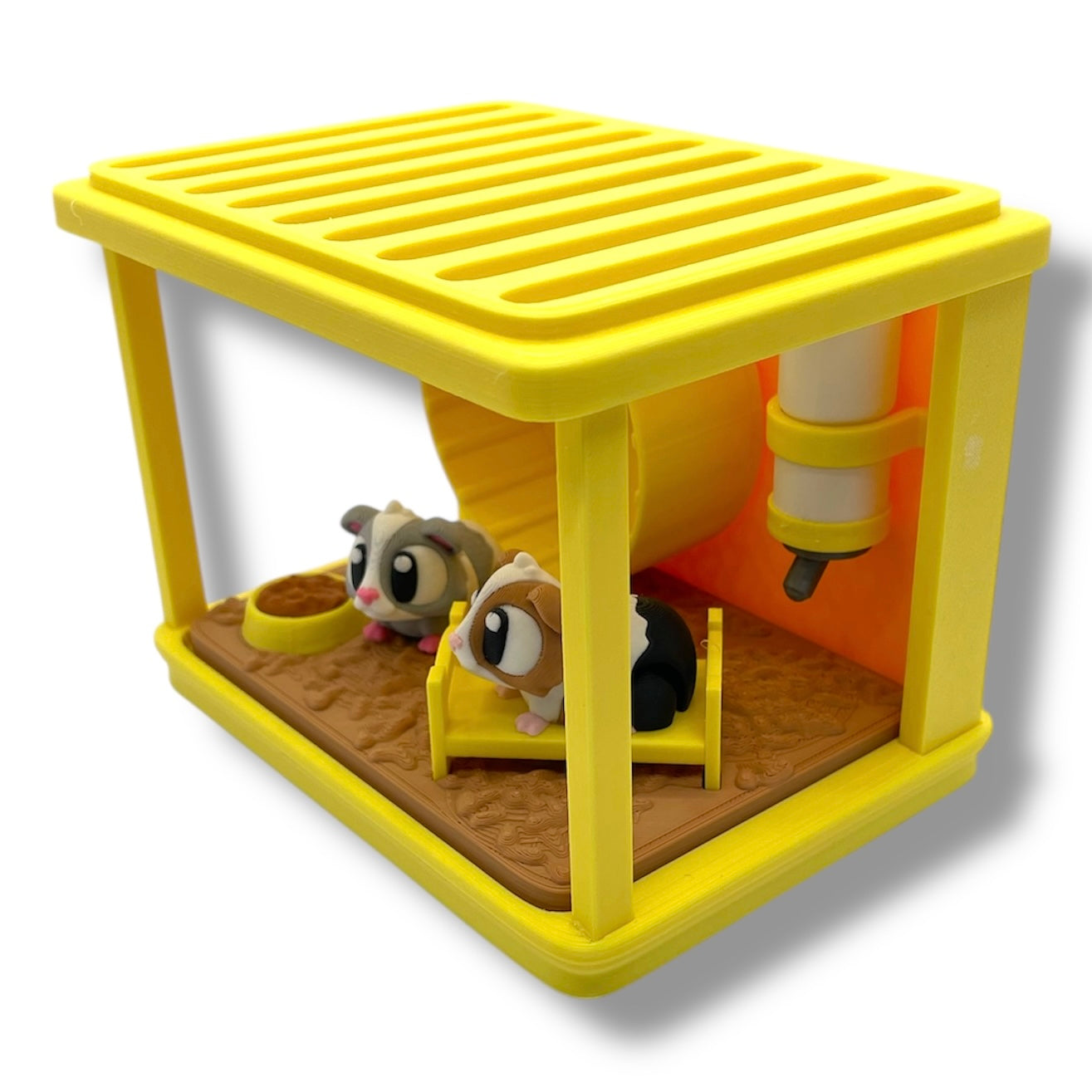 3dGob's Adorable Mini Guinea Pig Cage w/ 2 Pocket Pals - 3D Printed Decor