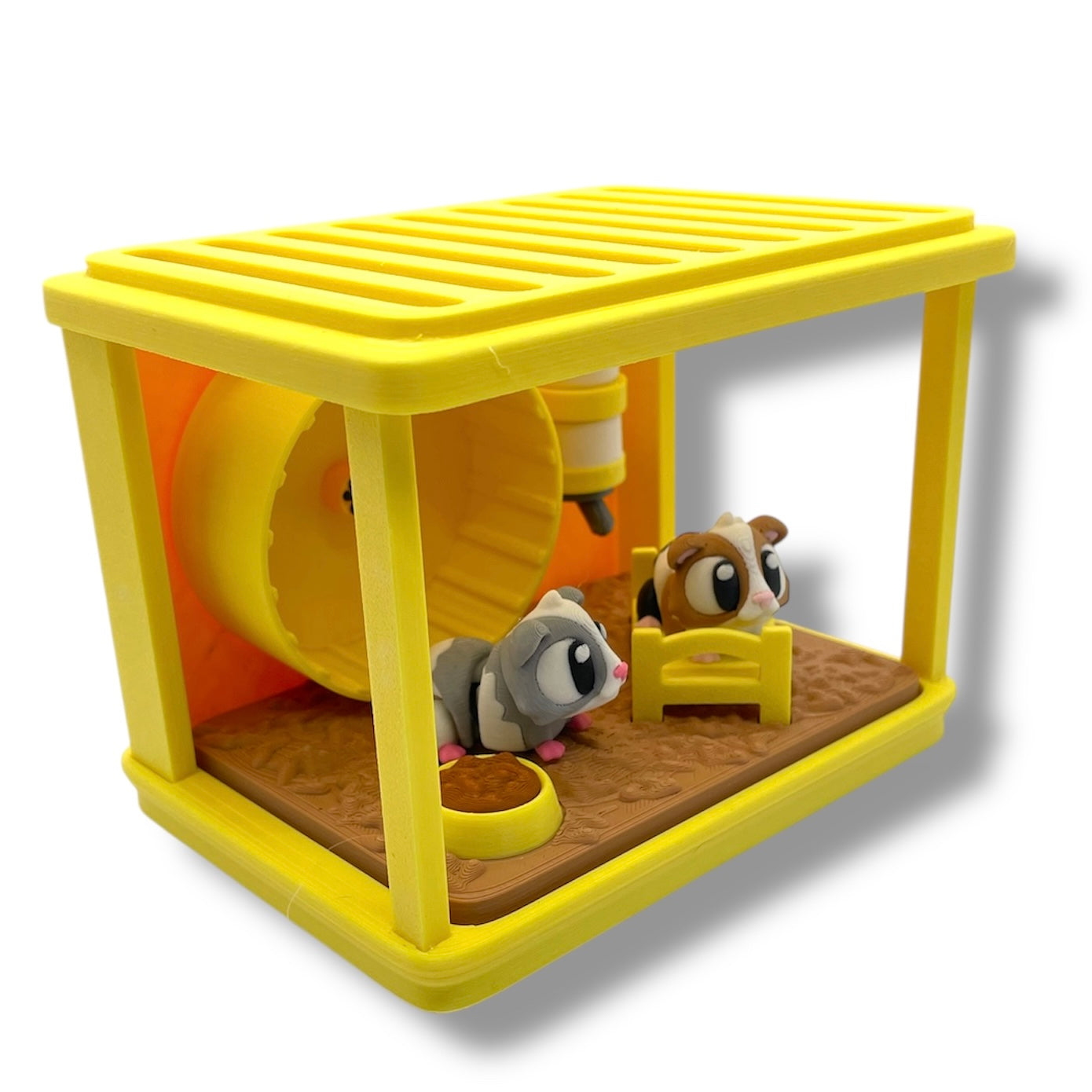 3dGob's Adorable Mini Guinea Pig Cage w/ 2 Pocket Pals - 3D Printed Decor
