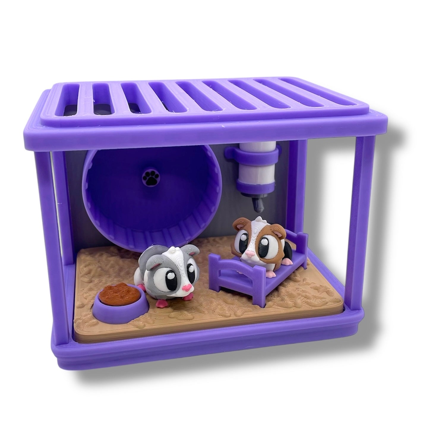 3dGob's Adorable Mini Guinea Pig Cage w/ 2 Pocket Pals - 3D Printed Decor