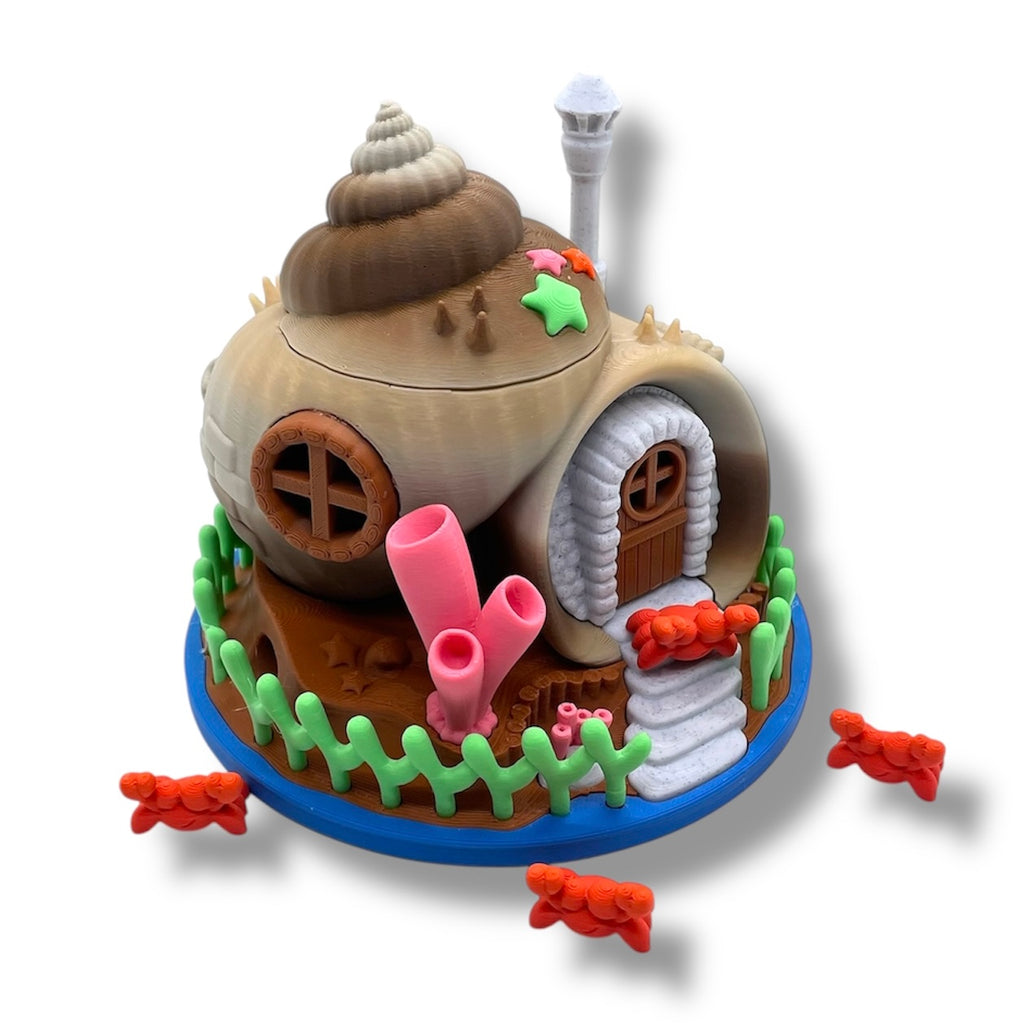 Cozy Crab Shell House Container – Sea Shell Home with Crabs & Candle Light