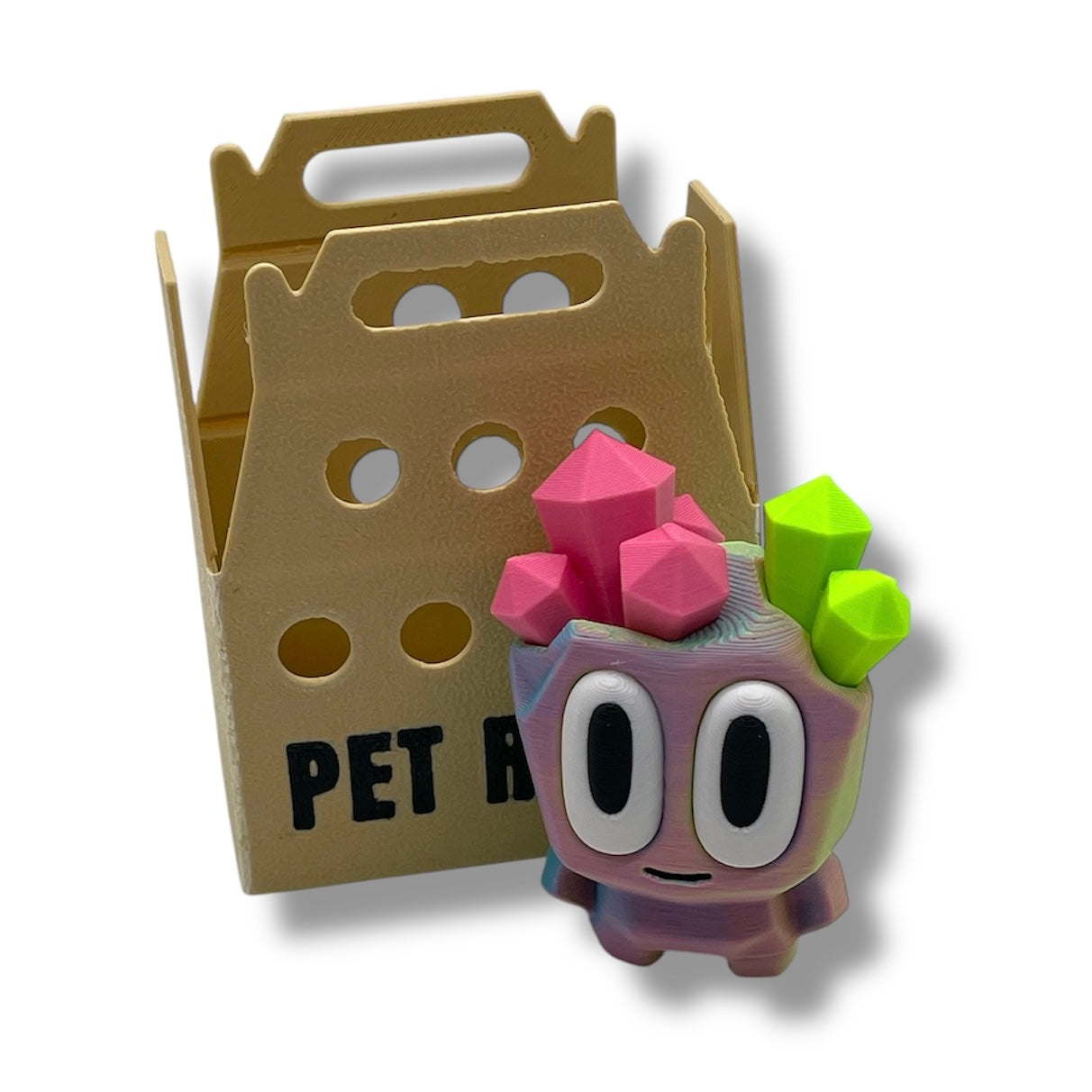 Adorable Pet Rock with Carrier - 3d Printed Figurine Decor