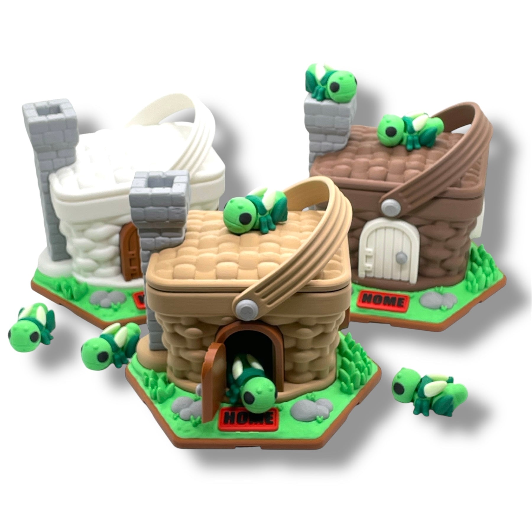 Picnic Basket House with 2 Grasshoppers – Whimsical Garden Miniature