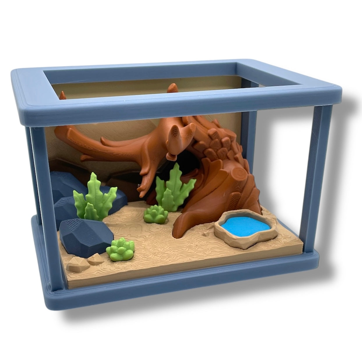Adorable Mini Reptile Cage with Bearded Dragon - 3D Printed Decor
