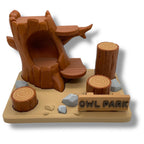 🦉 Owl Park – Woodland Scene with Two Cute Owls | Owl Figurines | Forest Animal Decor