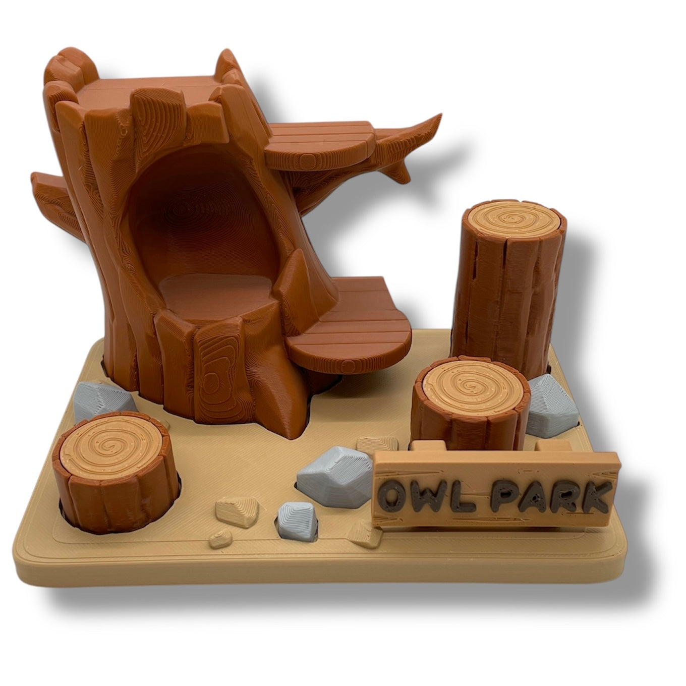 🦉 Owl Park – Woodland Scene with Two Cute Owls | Owl Figurines | Forest Animal Decor