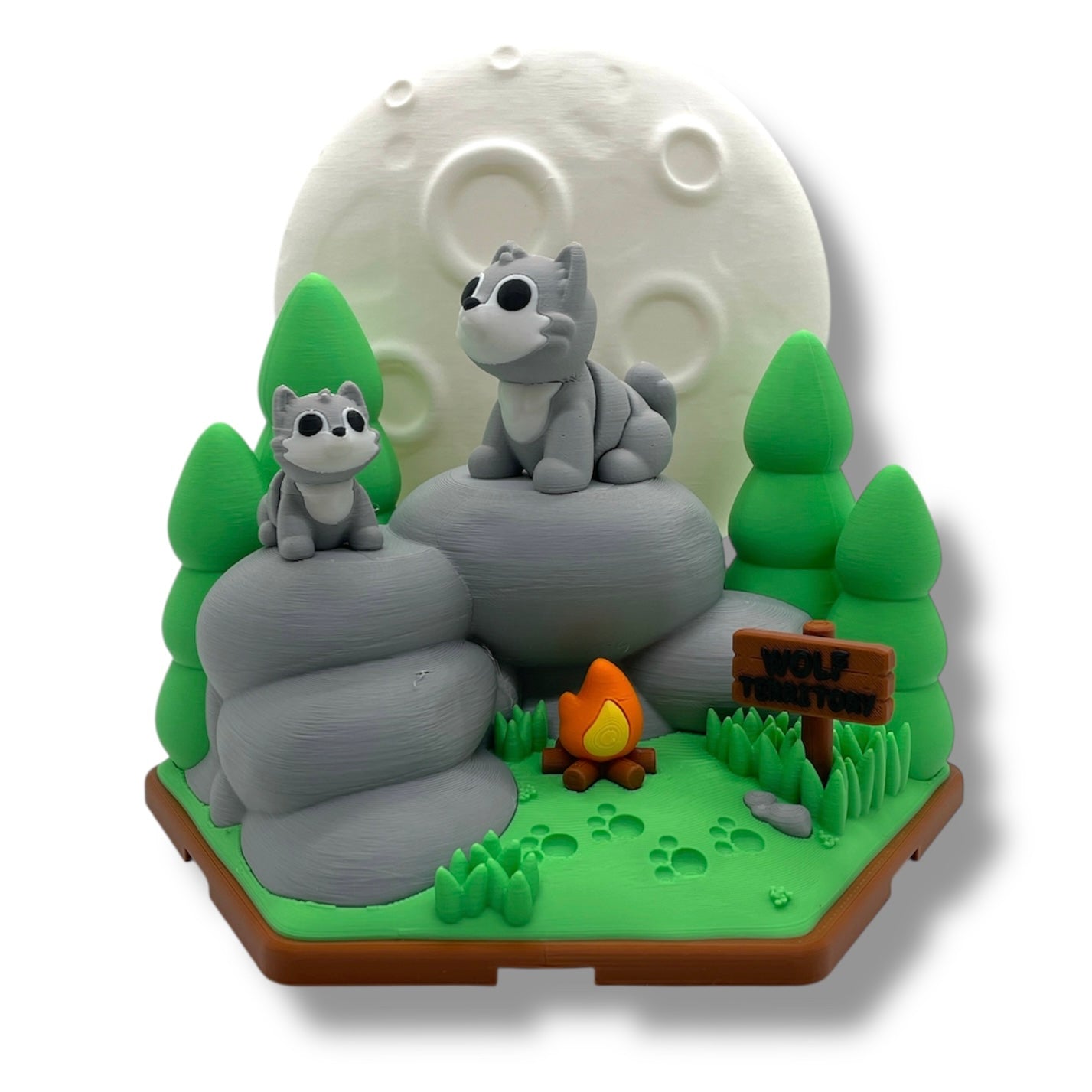 🌕 Wolf Territory – Forest Moon Scene with Two Adorable Wolves 🐺