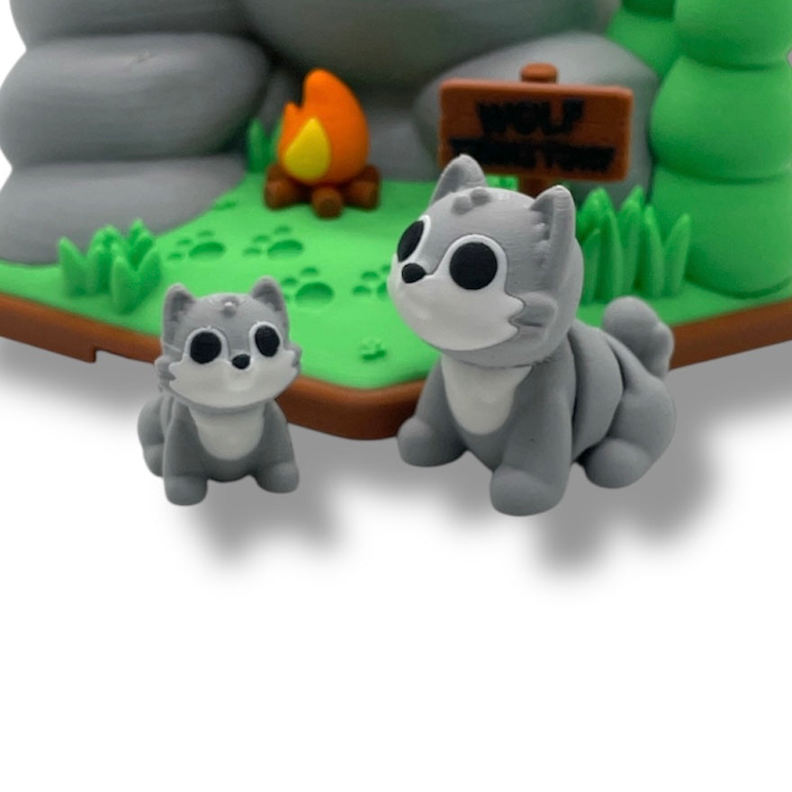 🌕 Wolf Territory – Forest Moon Scene with Two Adorable Wolves 🐺