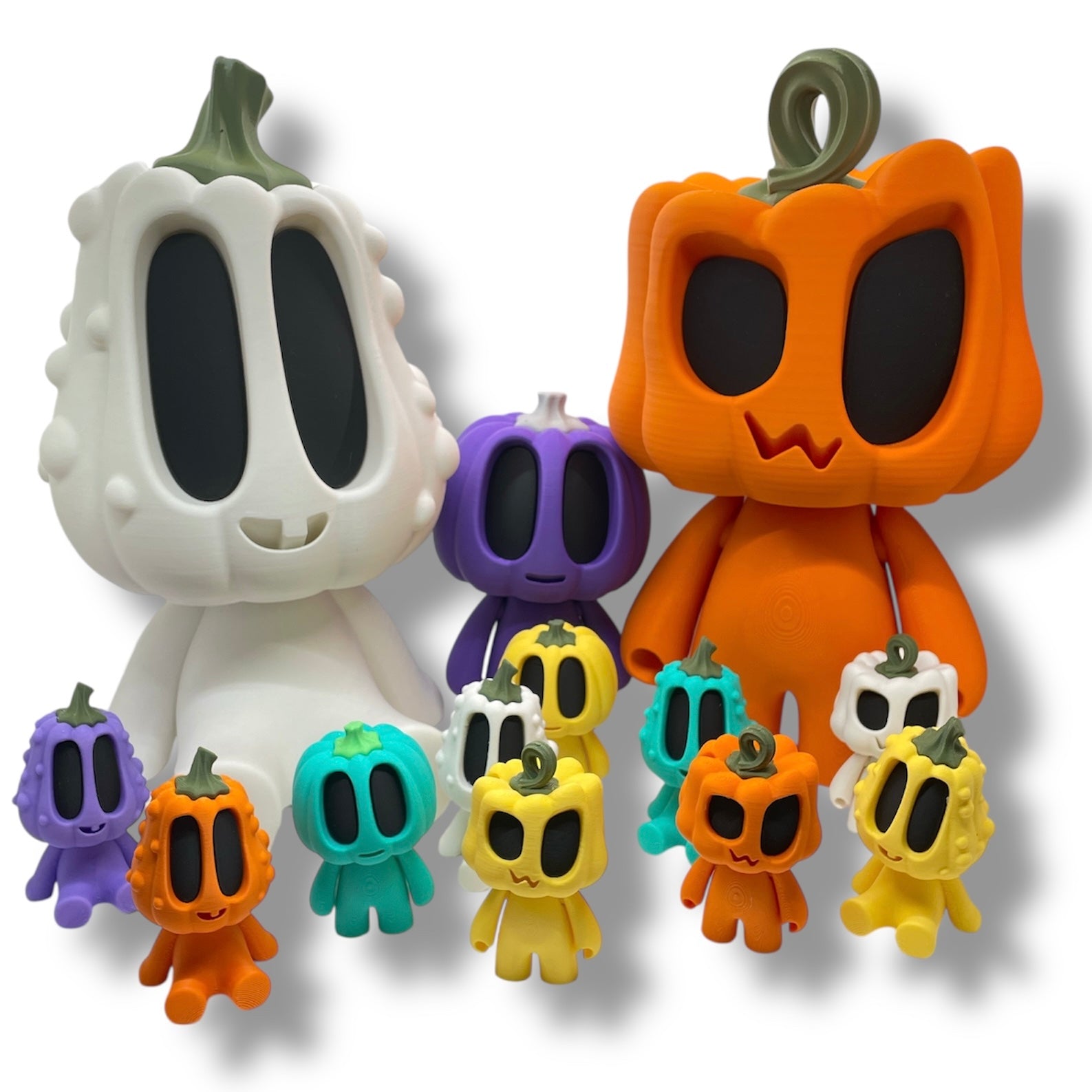 Blob Pumpkin Squash Squad – Big Eyed Adorable Gordes - Articulated Statue Decor