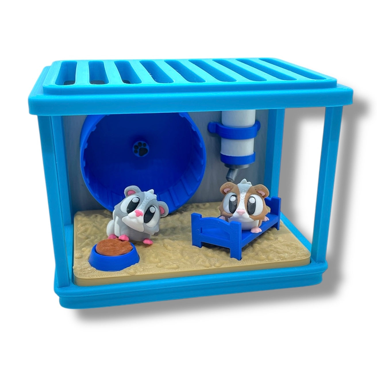 3dGob's Adorable Mini Guinea Pig Cage w/ 2 Pocket Pals - 3D Printed Decor