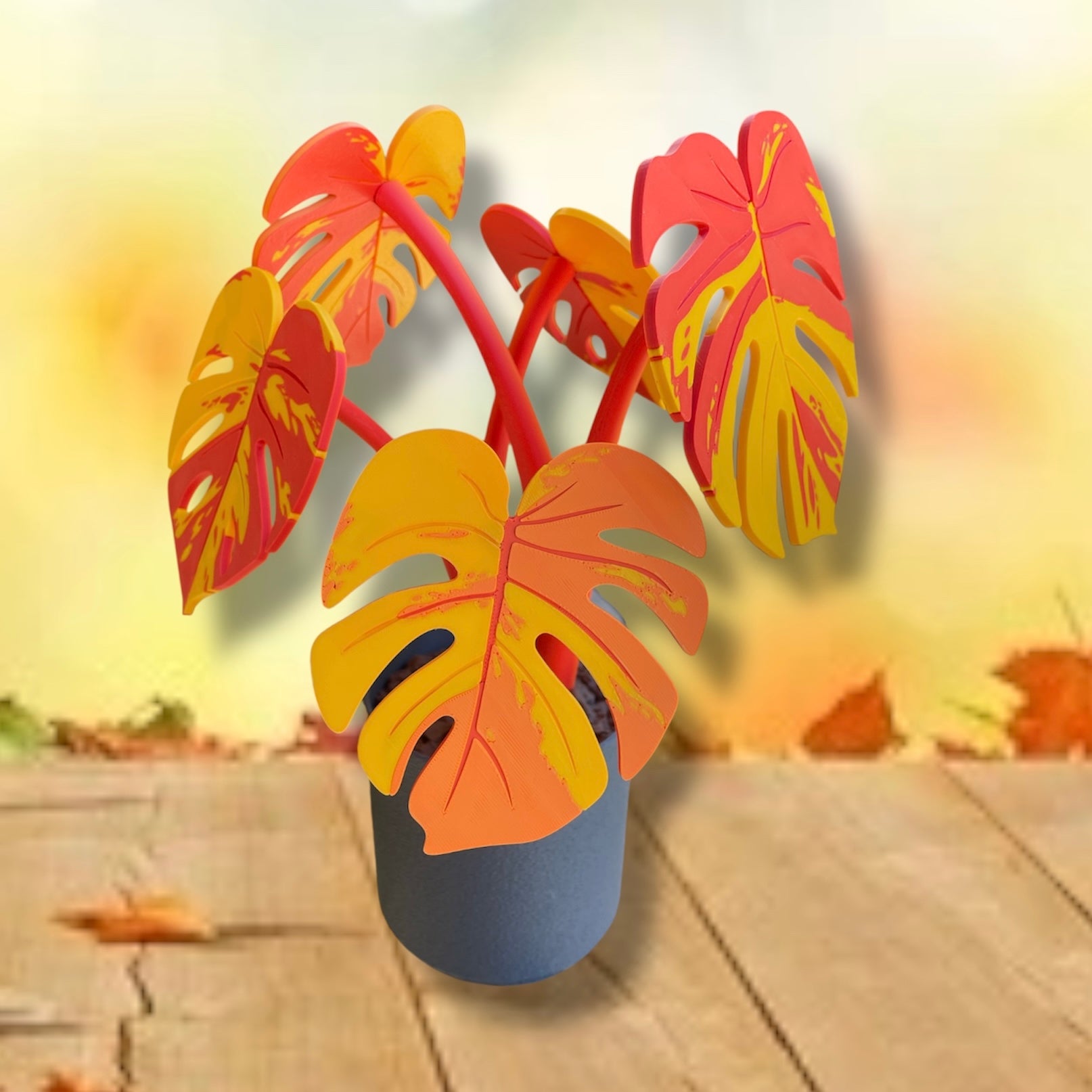Beautiful Magnetic 13.5" Monstera Coaster Plant - 3d Printed Plant Figurine Decor
