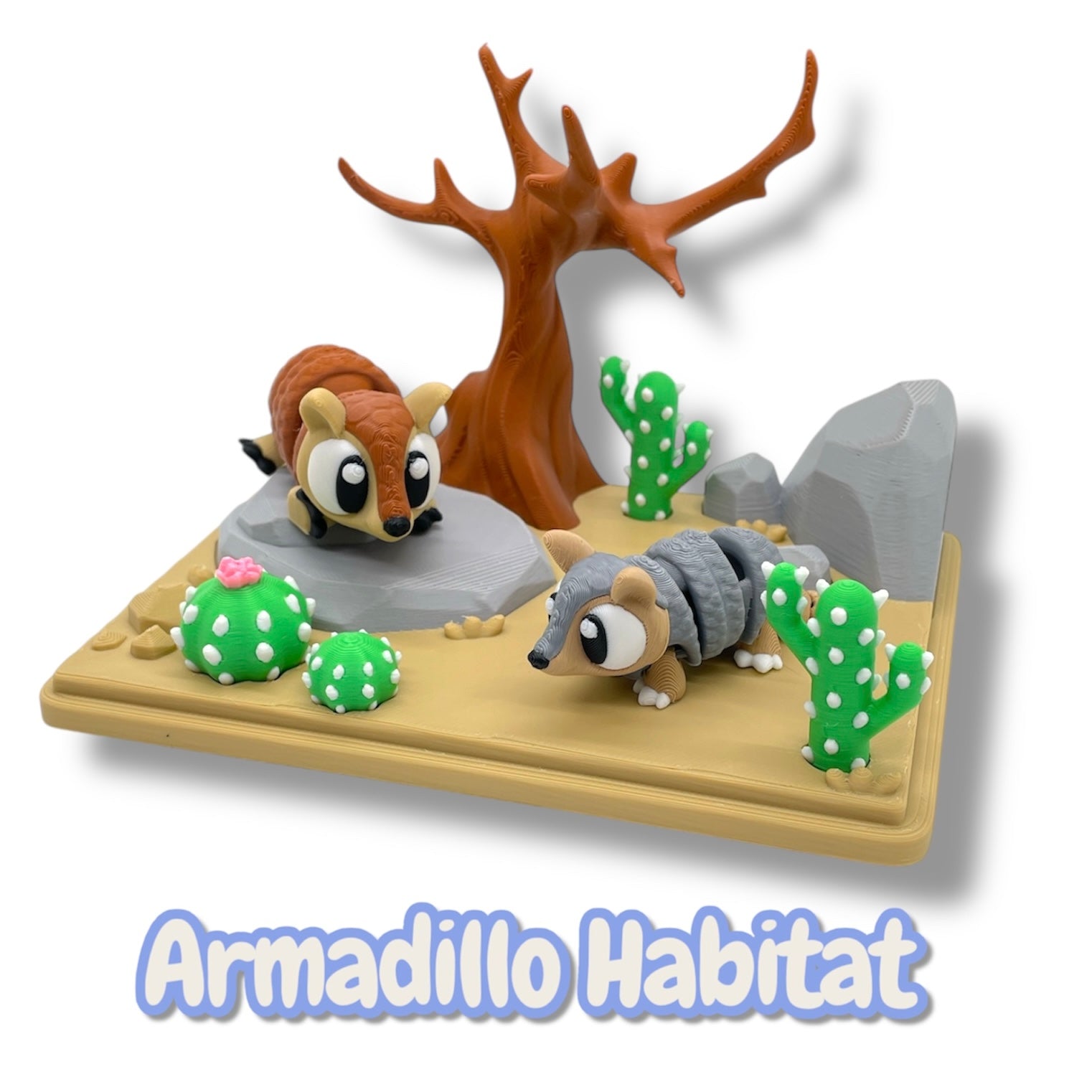 Adorable Armadillo Habitat – Desert Scene - Includes 2 Armadillos