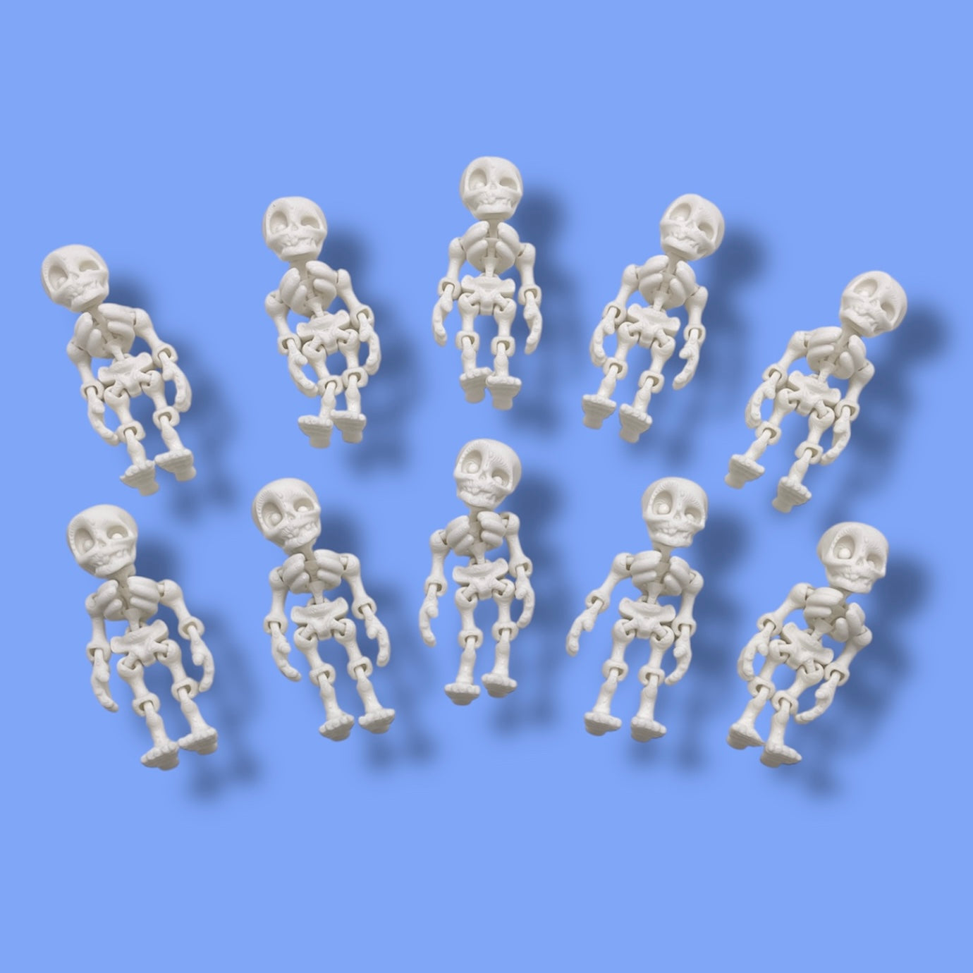💀 10-Pack of 3D Printed Articulated Skeletons – 2.5" Mini Halloween Figures 💀