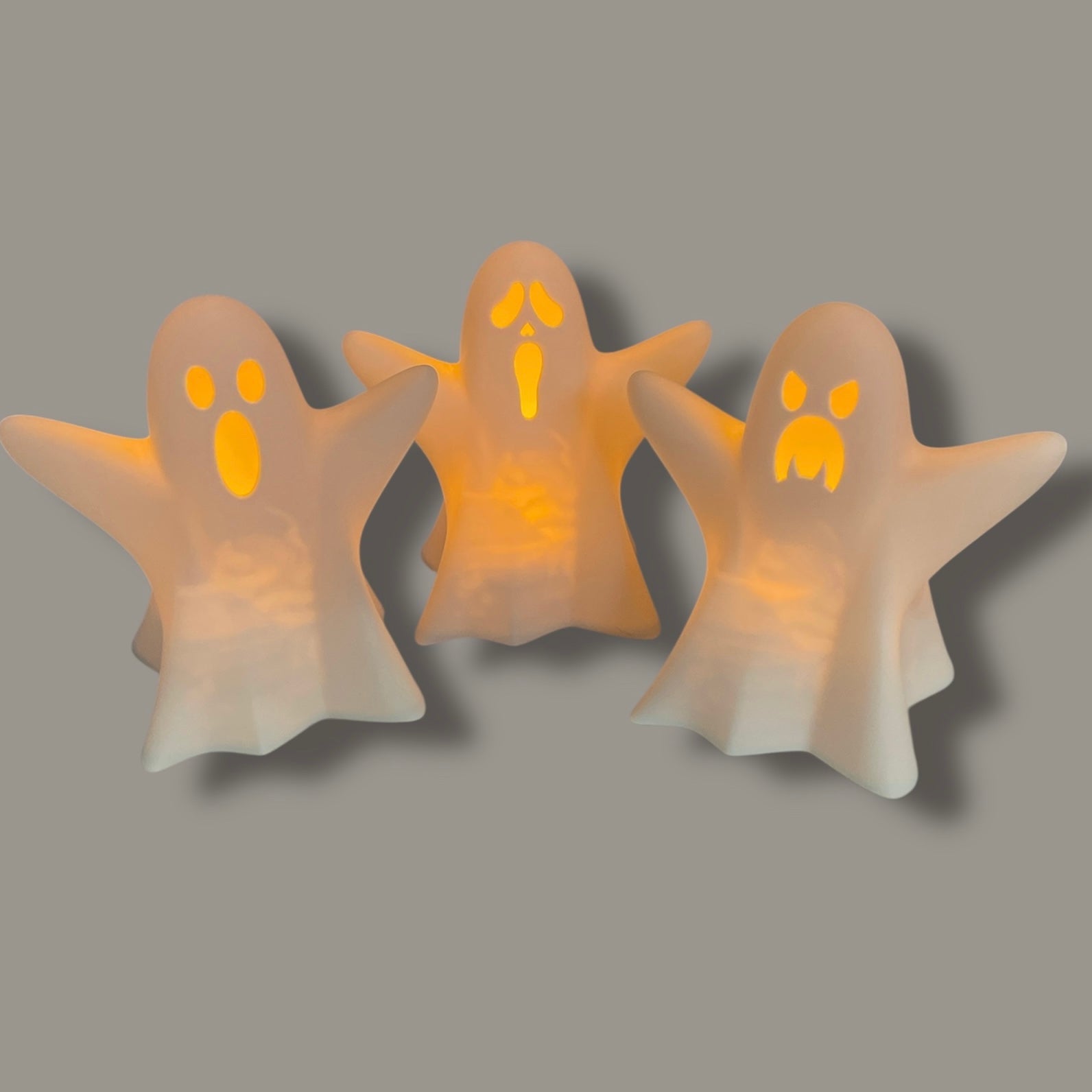 Spooky Glow Ghost Trio – 3 Pack Tea light Ghosts Halloween Decor 👻✨