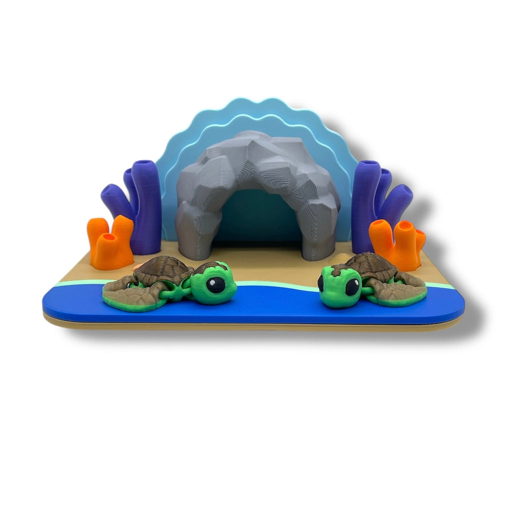 🐢 Tiny Turtle Beach Habitat – Collectible Ocean Scene Decor