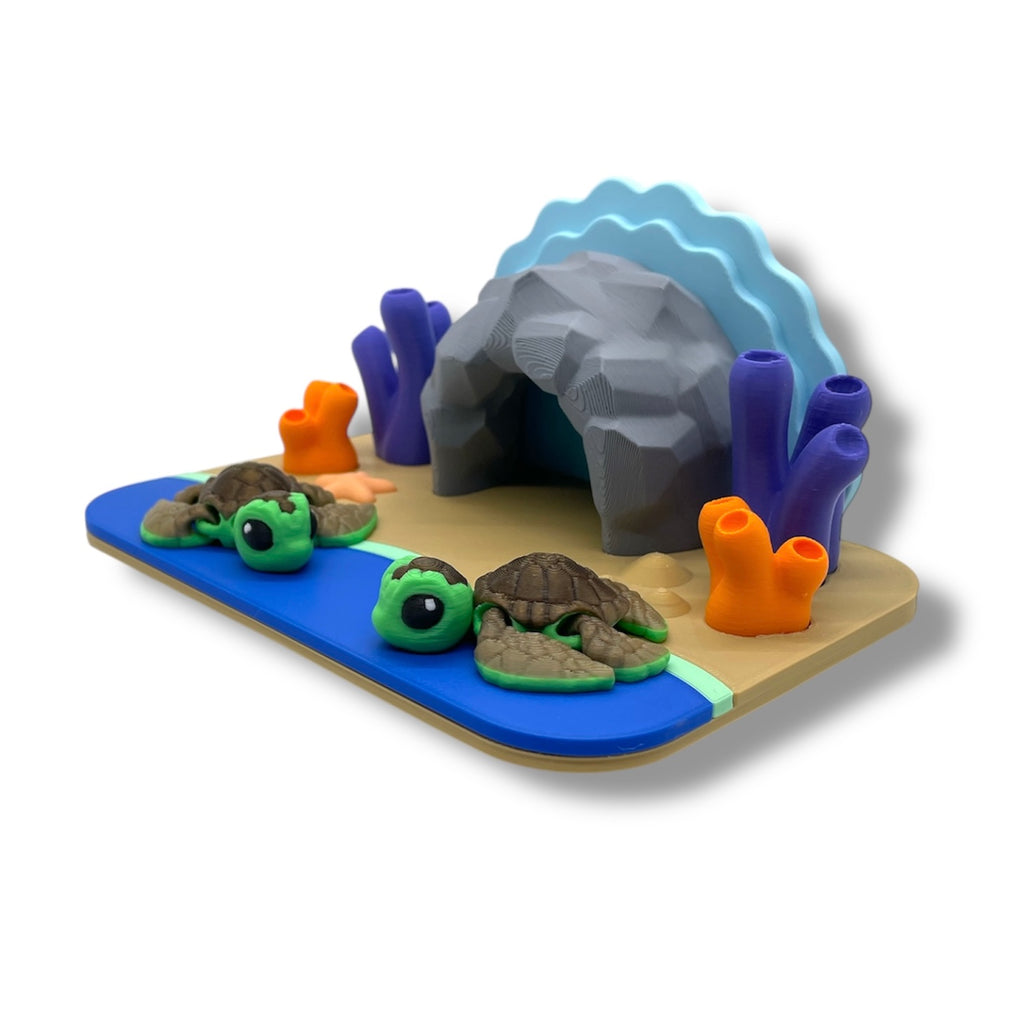 🐢 Tiny Turtle Beach Habitat – Collectible Ocean Scene Decor