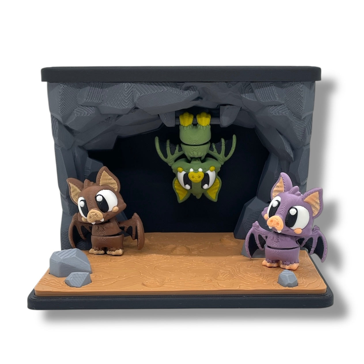 Creep and Cooky Bat Cave with 3 Bats - Spooky Fun Desk Decor