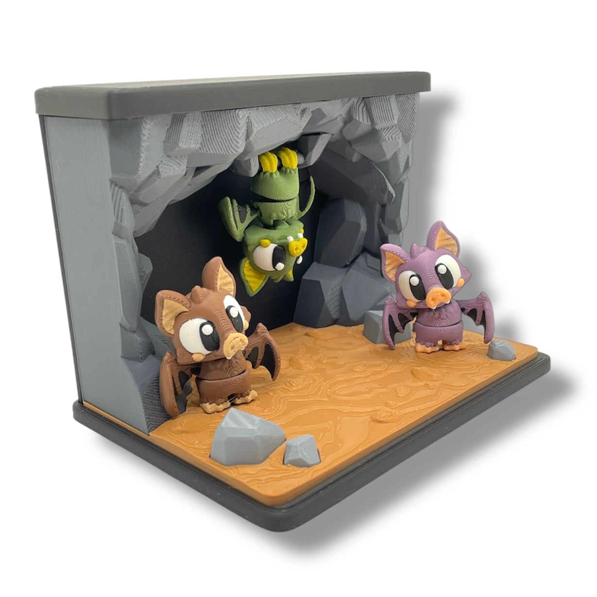 Creep and Cooky Bat Cave with 3 Bats - Spooky Fun Desk Decor