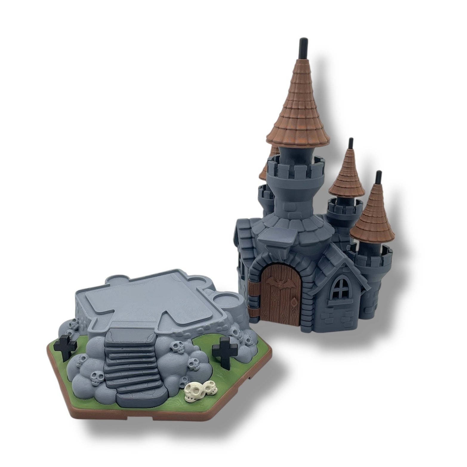 🏰 Transylvania Castle – 10” 3D Printed Haunted Set with 5 Figures - Desk Decor