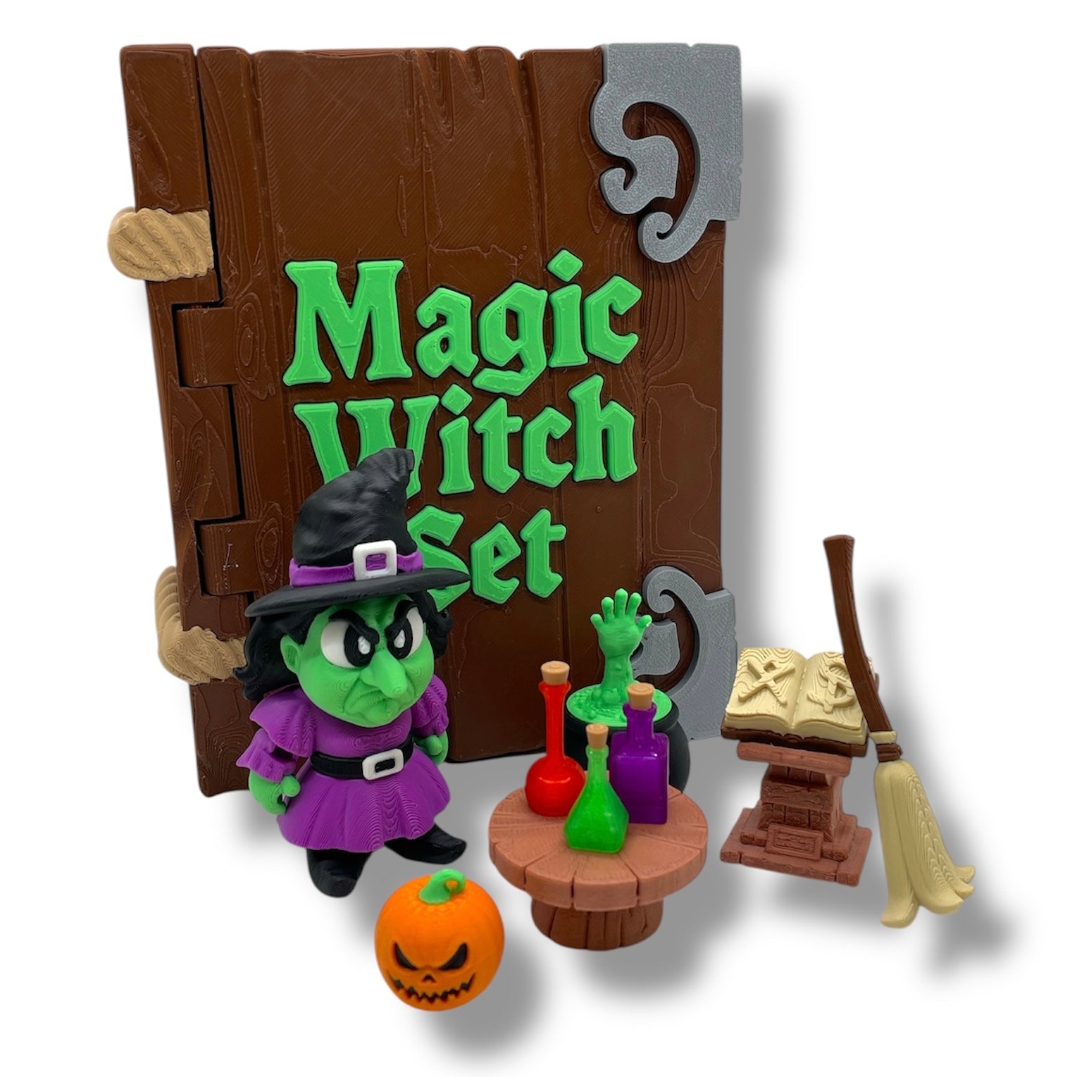 🧙 Magic Witch Desk Pet Set – 3D Printed Desktop Décor