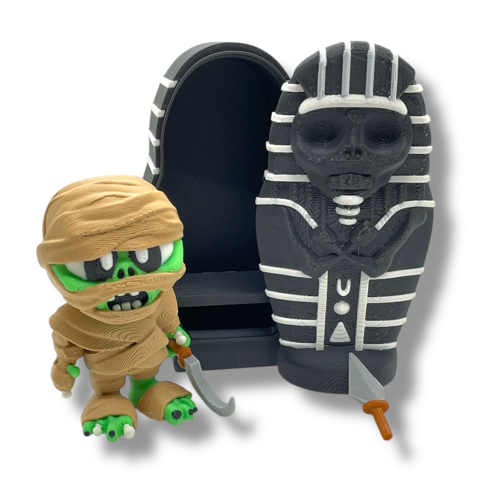 Mummy & Sarcophagus Set – Halloween Desk Decor with Accessories